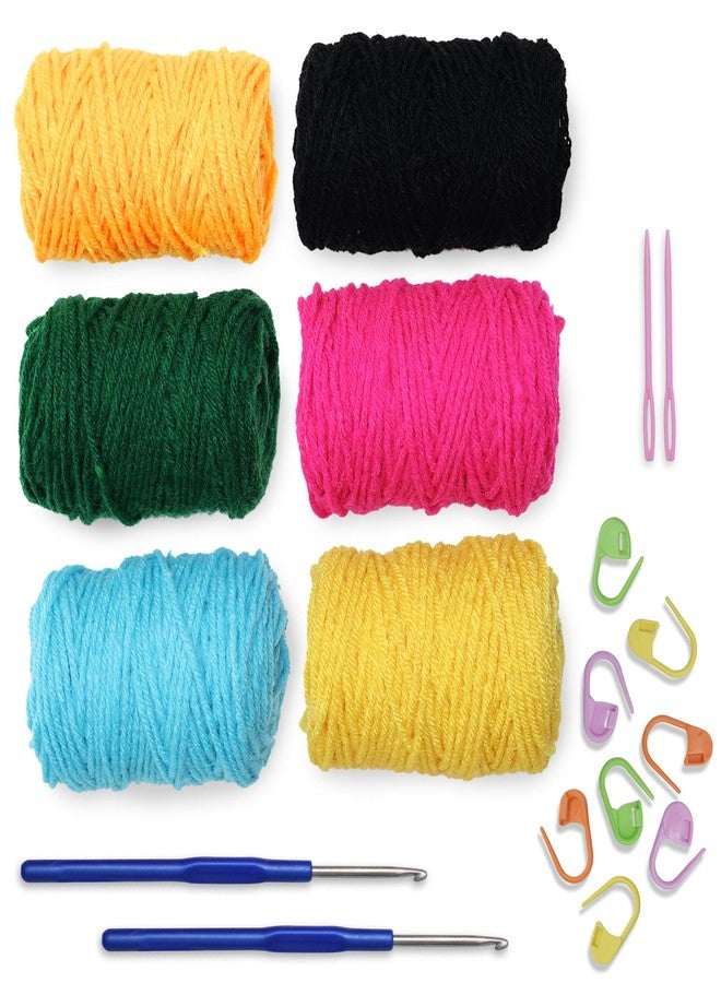 picknMAKE Crochet Kit for Beginners with Wool Yarn, Crochet Hooks, Stitch Markers & Needles - DIY Learn to Crochet Set for Adults & Kids, Starter Craft Kit with All Supplies - Image 1